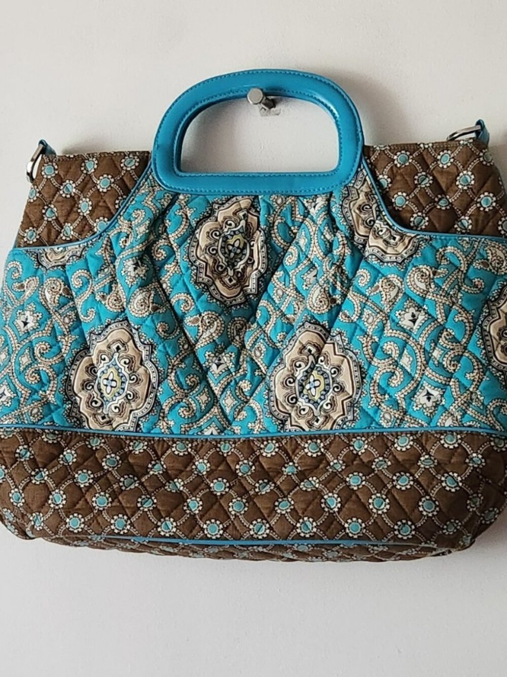 Vera Bradley large tote with shoulder strap Totally Turq GUC